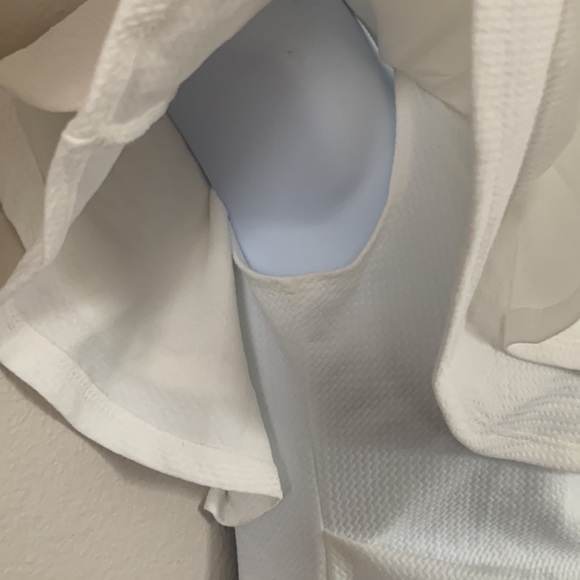 Pinkblush White Waffle Knit Off Shoulder Ruched Maternity Dress - Picture 8 of 12